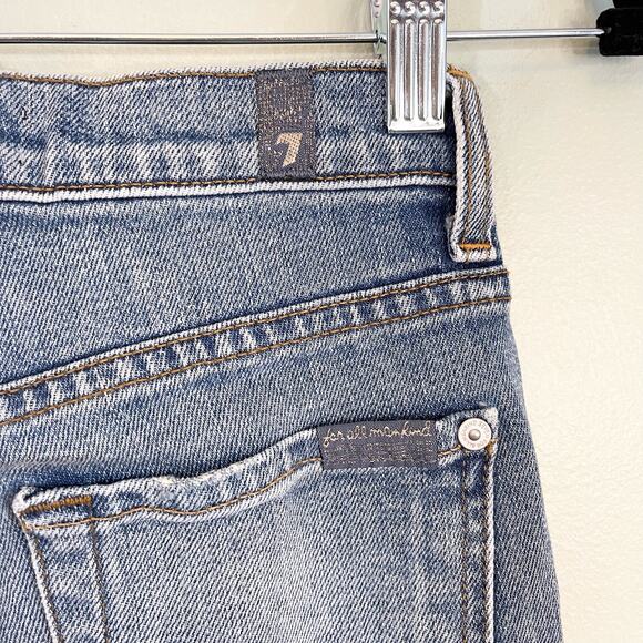 7 For All Mankind Jeans Women 23 Blue Denim Crossover Skinny Retro Mid Rise NWT - Picture 8 of 10